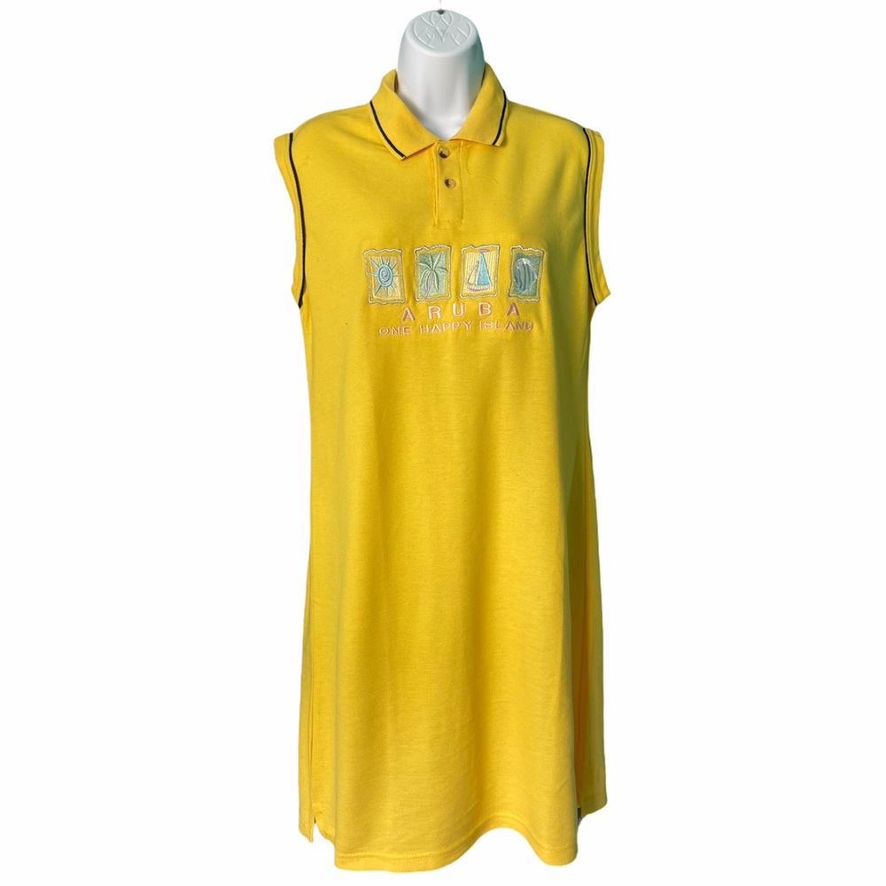 Aruba One Happy Island Yellow Midi Dress, size XL